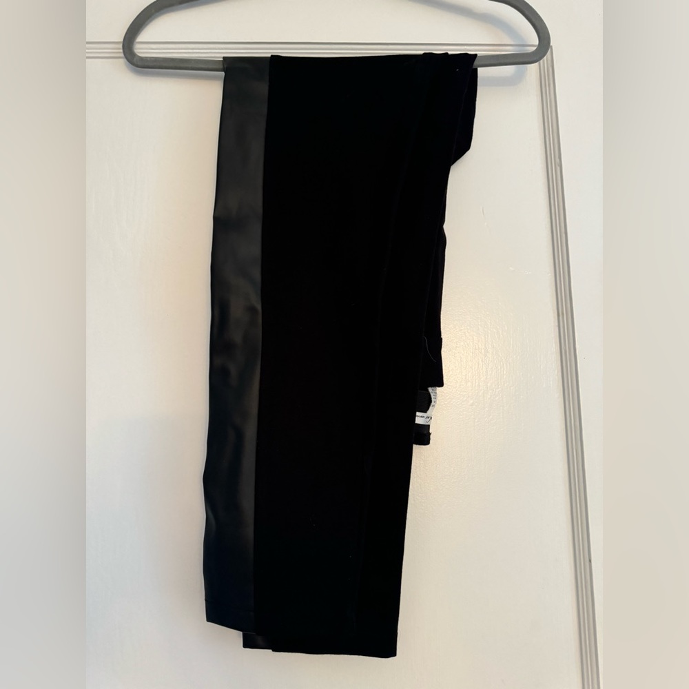 Kenneth Cole Black pant with vegan leather side strips.